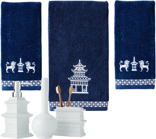 Vern Yip Chinoiserie Bath Towels and Bath Accessories