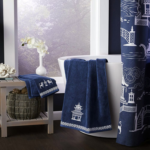 Vern Yip Chinoiserie Hand Towel, Bath Towel and Shower Curtain