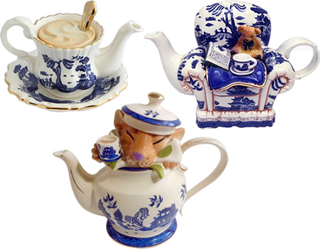 Paul Cardew and Cardew Design Blue Willow Tea Pots
