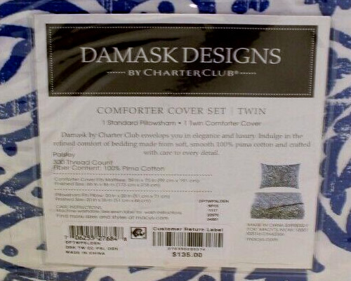 Charter Club Damask Designs Paisley Denim Bedding Collection – my design42