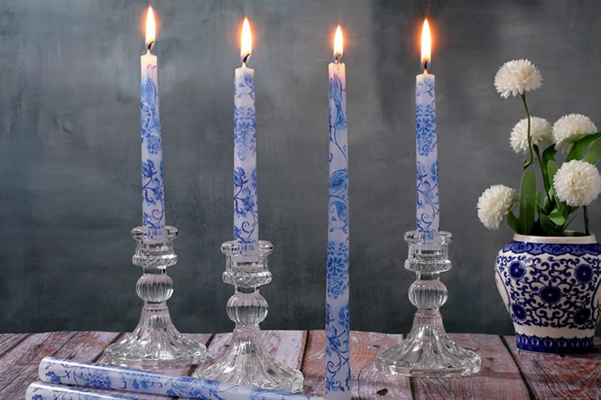 Blue and White Chinoiserie Candles